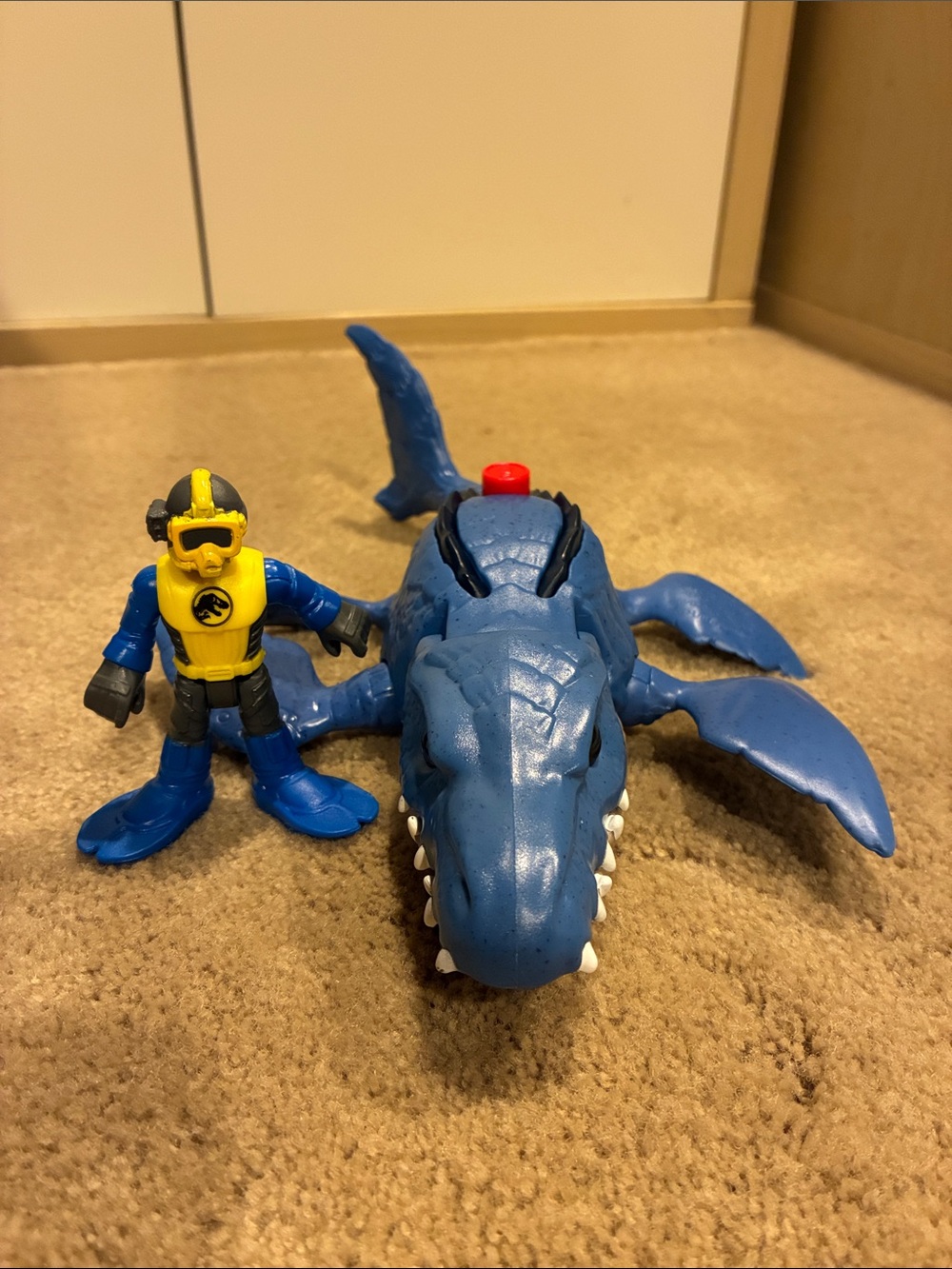 Fisher price imaginext jurassic, underwater dinosaur, and figurine